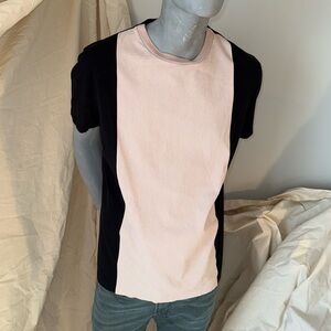 Men's Black and Cream Colorblock T-Shirt